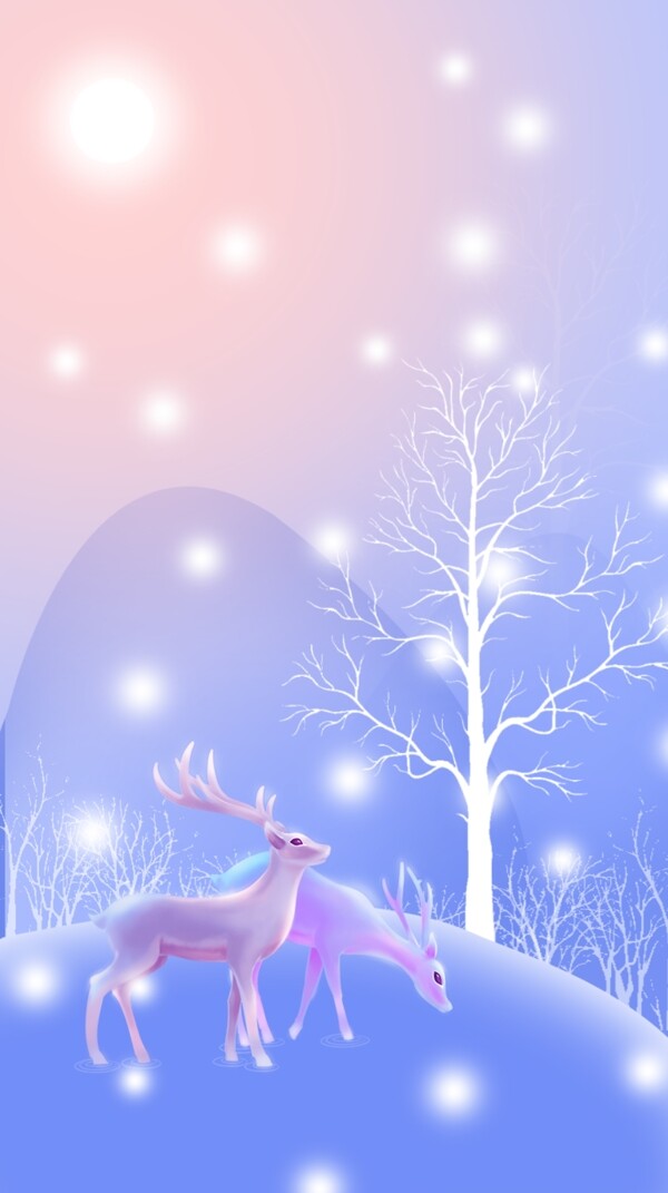 冬日里圣诞节的鹿