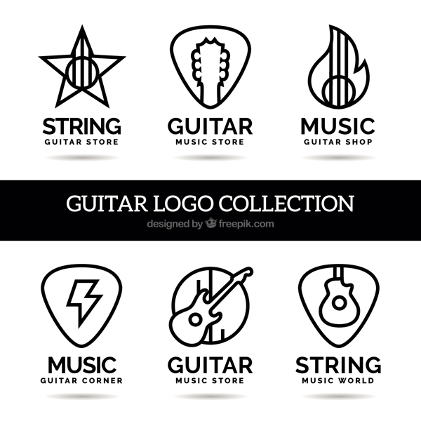 线条风格吉他标志logo
