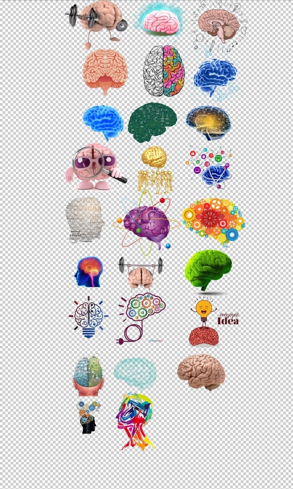大脑创意大脑脑袋手绘卡通大脑开