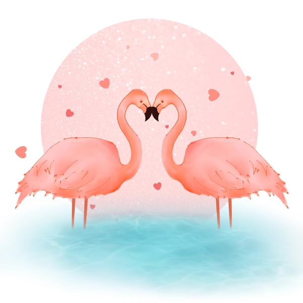 火烈鸟粉色甜蜜透明底图