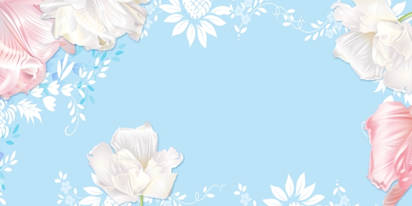 小清新花卉蓝色海报背景素材