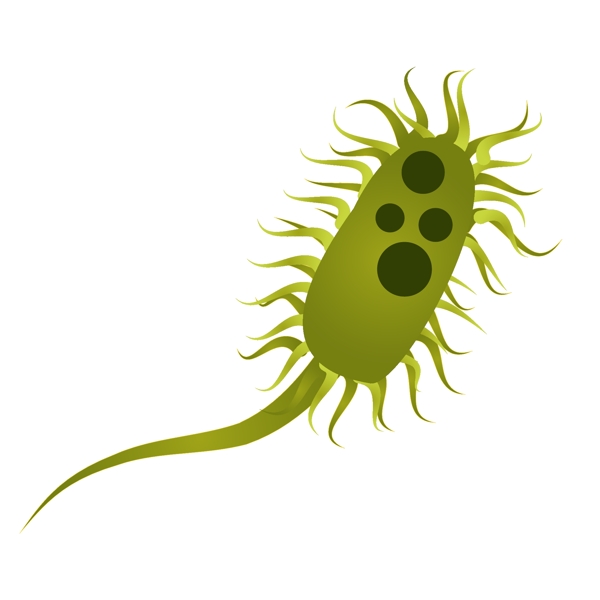 绿色长尾细菌插画