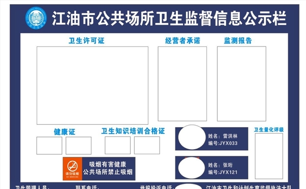 江油市厚坝镇公共卫生公示栏