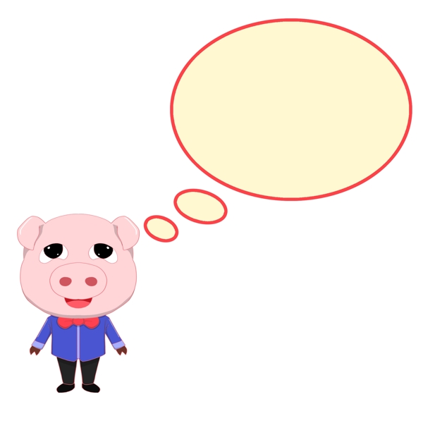 疑问的小猪对话框插画