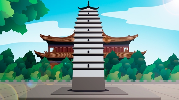中国风历史建筑安州文星塔