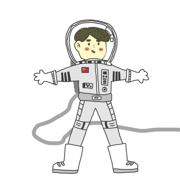 手绘宇航员小男孩插画人物