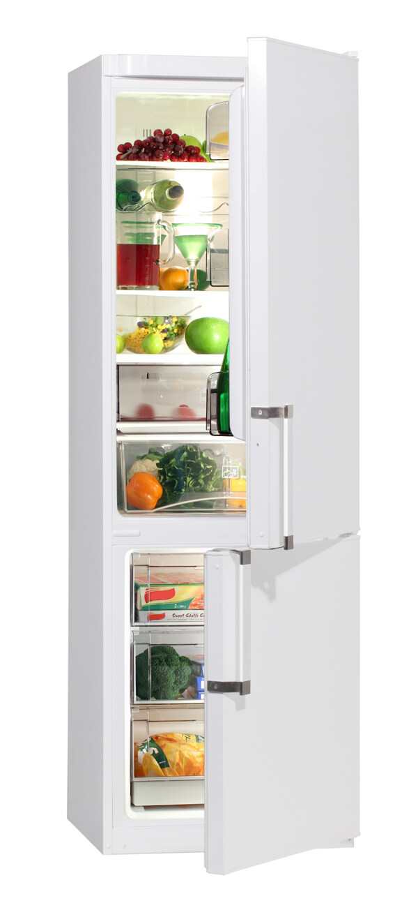 装满食物和水果的电冰箱