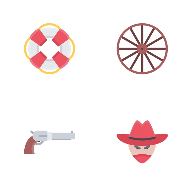 枪海盗方向可爱手绘icon图标素材