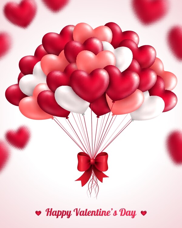 精美红色爱心气球束矢量素材