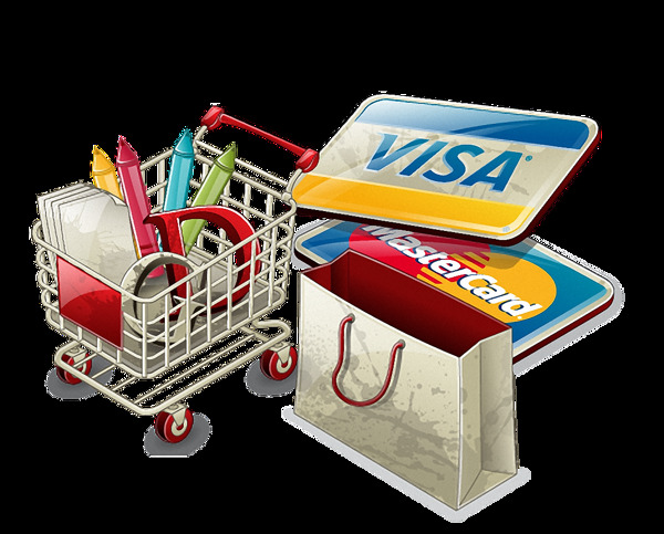 信用卡购物车购物袋免抠png透明素材