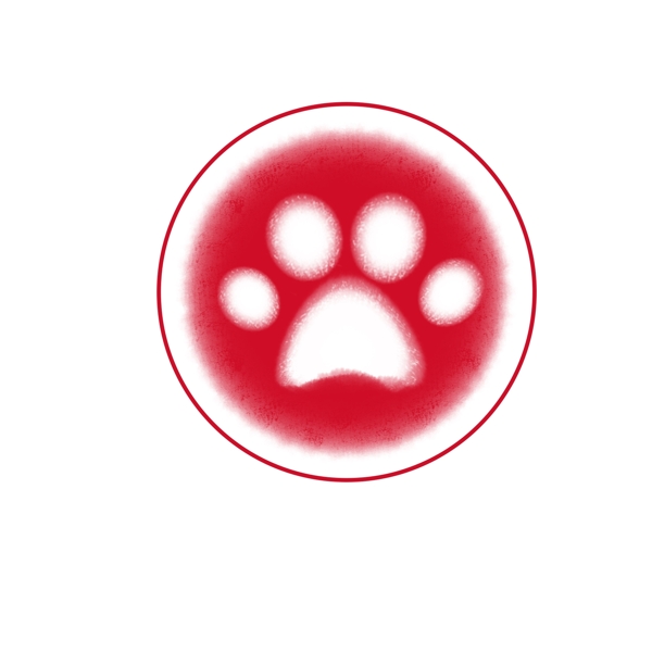 红色宠物爪印印章装饰图案4