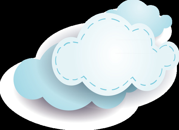 蓝色创意云朵对话框png元素素材
