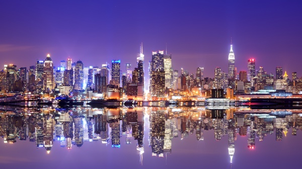 曼哈顿城市夜景高清图片