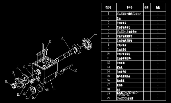 27A车床主轴箱爆炸图