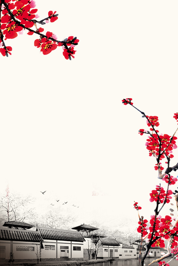 中国风花朵水墨背景