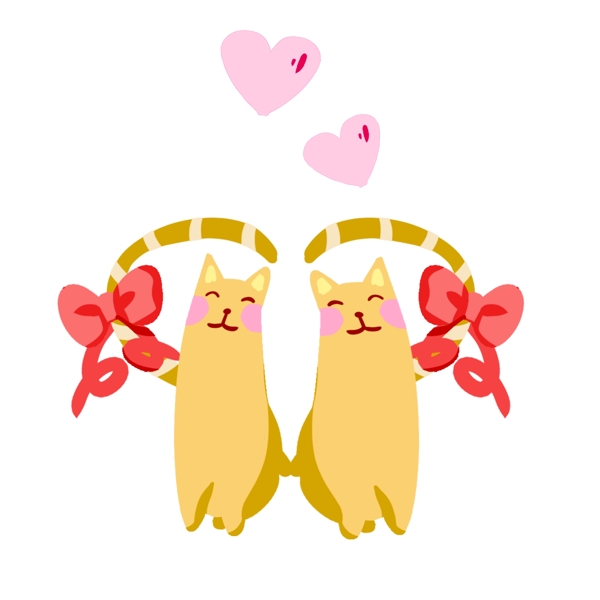 浪漫情人节小猫手绘插画