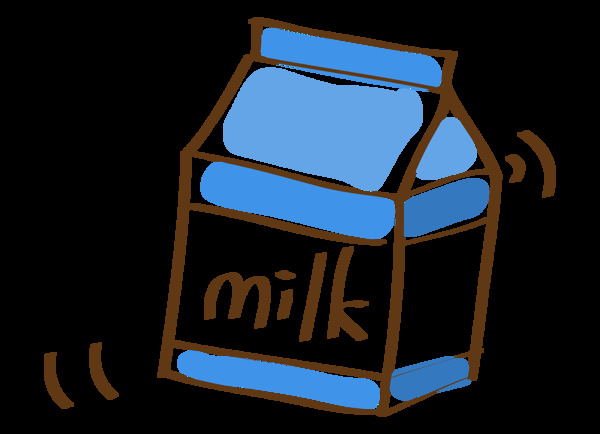 卡通蓝色牛奶纸盒png元素