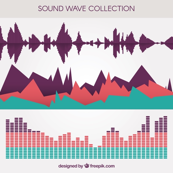 三种声波图案平面设计素材