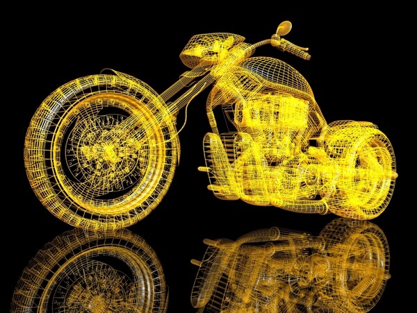 黄色科技摩托车图片