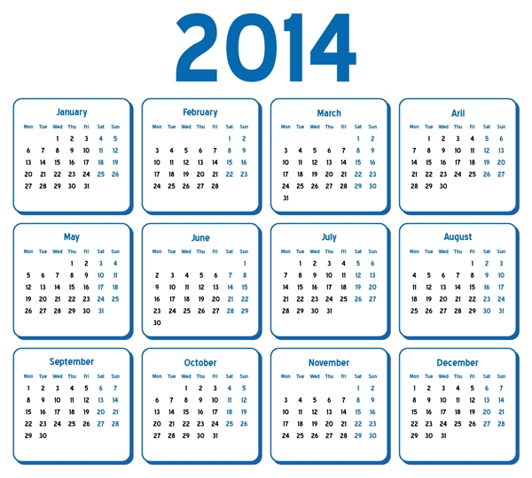 2014年日历模板图片