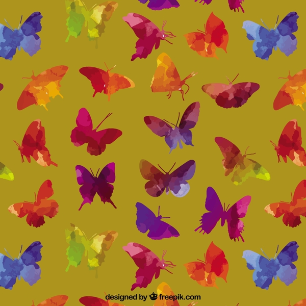 水彩彩色蝴蝶图案