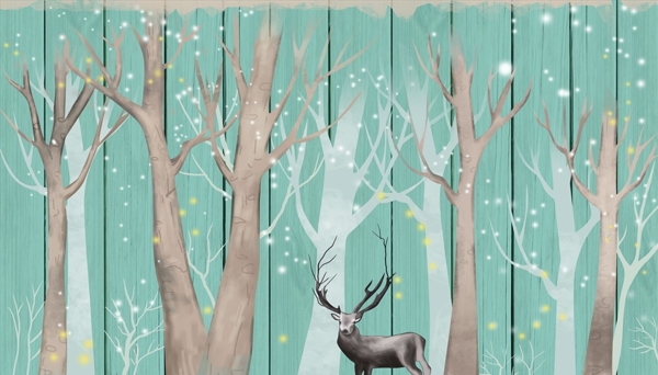 树鹿抽象背景墙图片