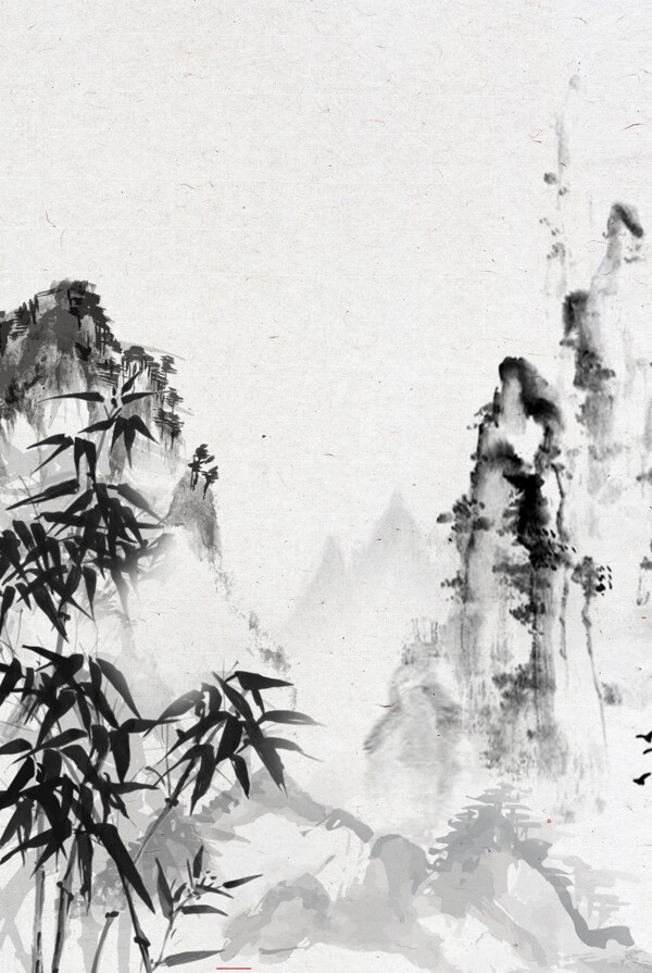 大气复古山峰竹子背景