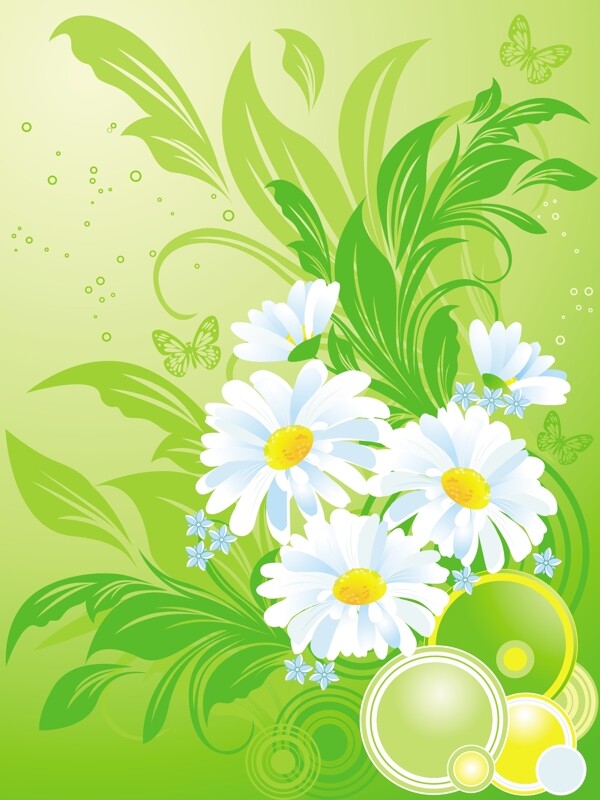 多彩花卉装饰背景矢量素材图片