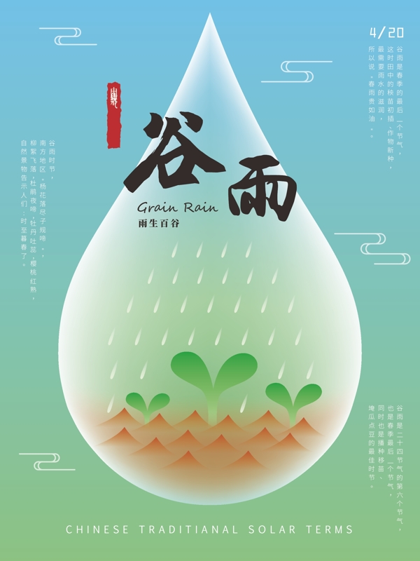原创中国传统节气谷雨节气海报