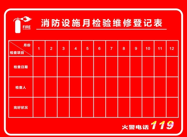 消防设施月检查表图片