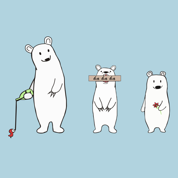 原创北极熊趣味卡通印花