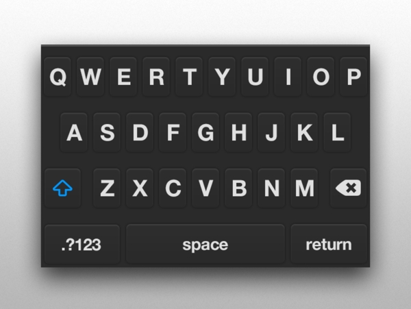 黑人几乎平坦的iOS键盘接口PSD