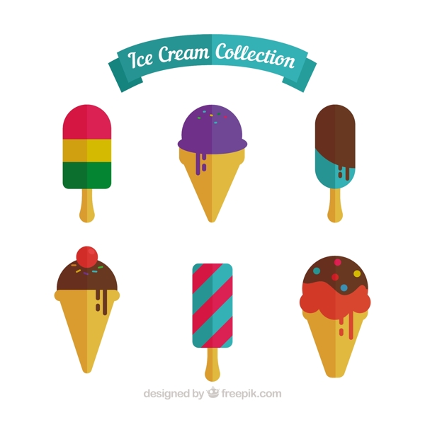 梦幻般的冰淇淋插图平面设计素材