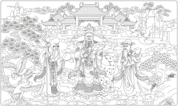 中国传统文化福禄寿矢量图