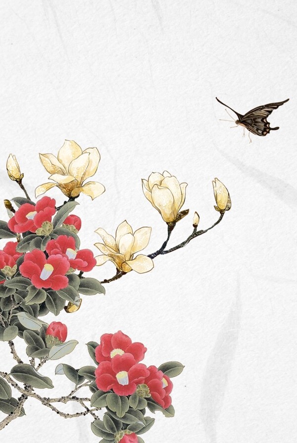 古典蝴蝶花朵主题背景