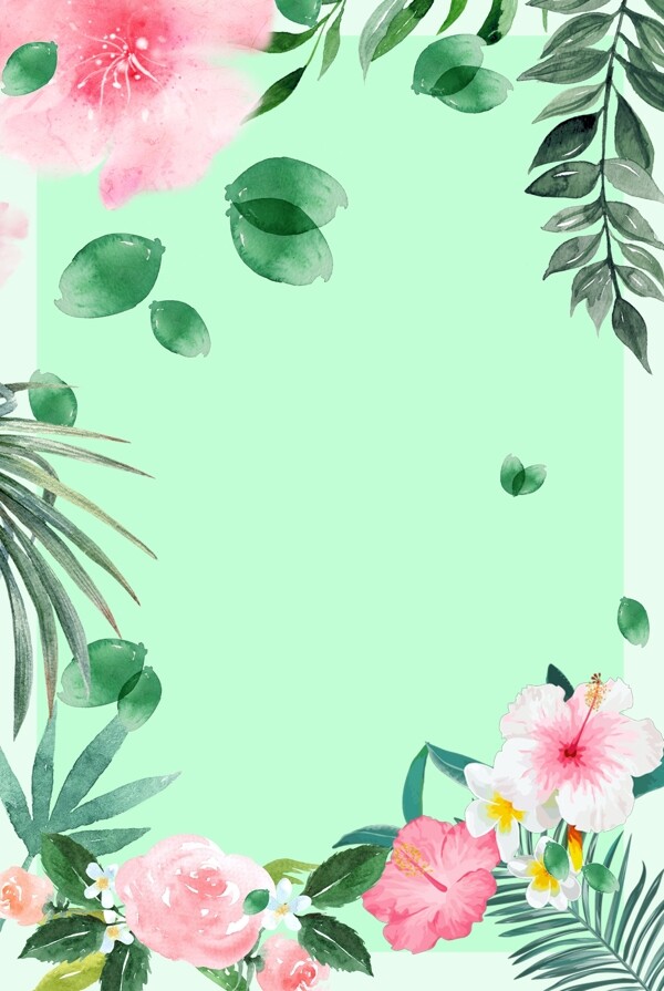 小清新手绘风24节气立春植物花卉海报