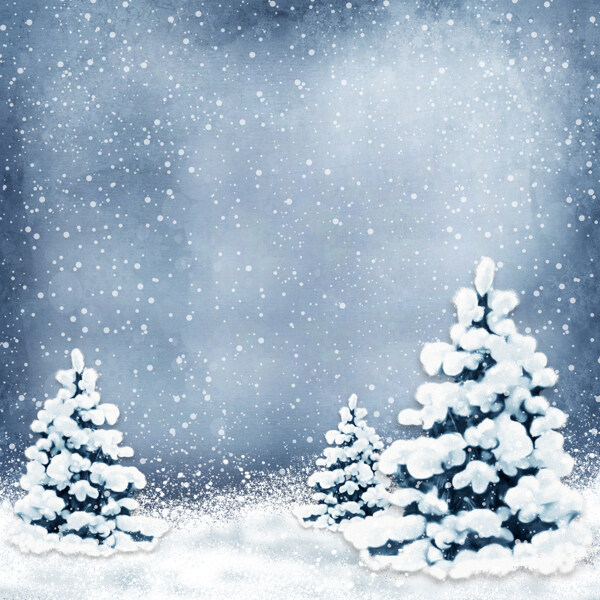 雪地上美丽的圣诞树图片
