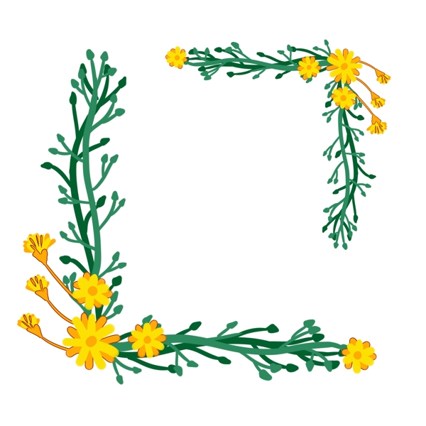 黄色花朵矩形边框