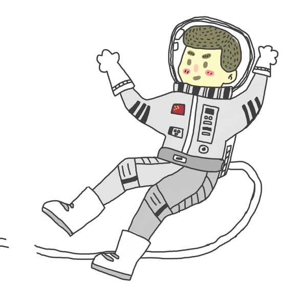 手绘宇航员人物插画设计