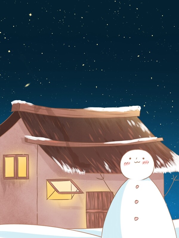 彩绘雪人冬季背景素材