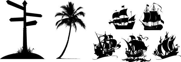 帆船剪影图标素材图片