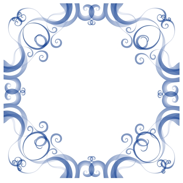 蓝色复古通用波浪装饰边框