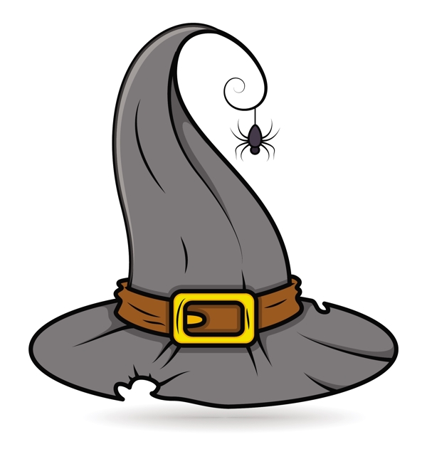一个蜘蛛矢量插画巫婆帽
