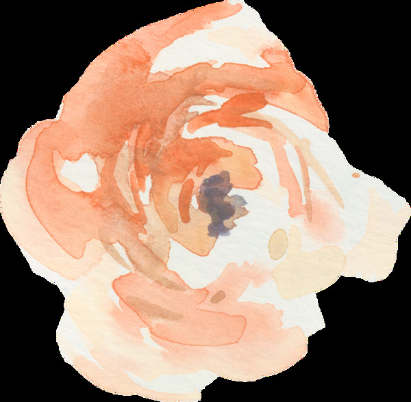手绘水彩橙色花朵png透明素材