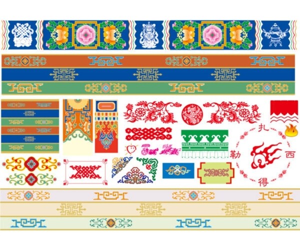 藏族纹饰花纹设计矢量素材