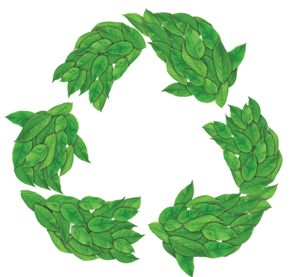 绿叶拼成的回收标志图片