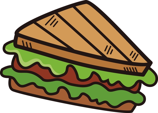 三明治矢量线条欧美快餐可商用元素