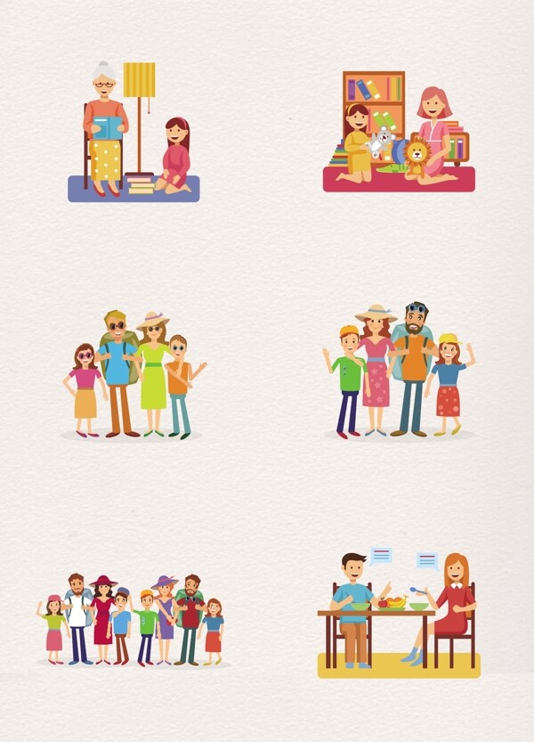 扁平化卡通温馨家庭人物设计