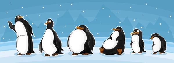 搞笑动物企鹅矢量图案