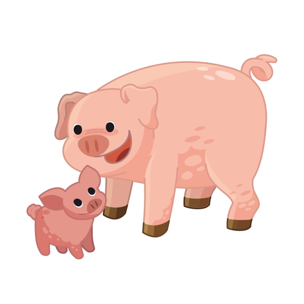 粉红小猪母亲节主题矢量素材